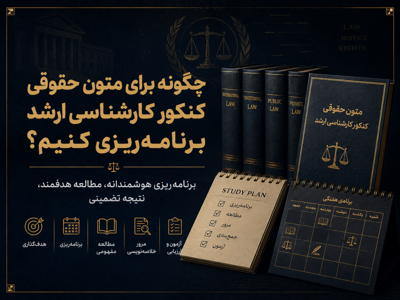 چگونه برای متون حقوقی کنکور کارشناسی ارشد برنامه‌ریزی کنیم؟ راهنمای کامل مطالعه و تست‌زنی