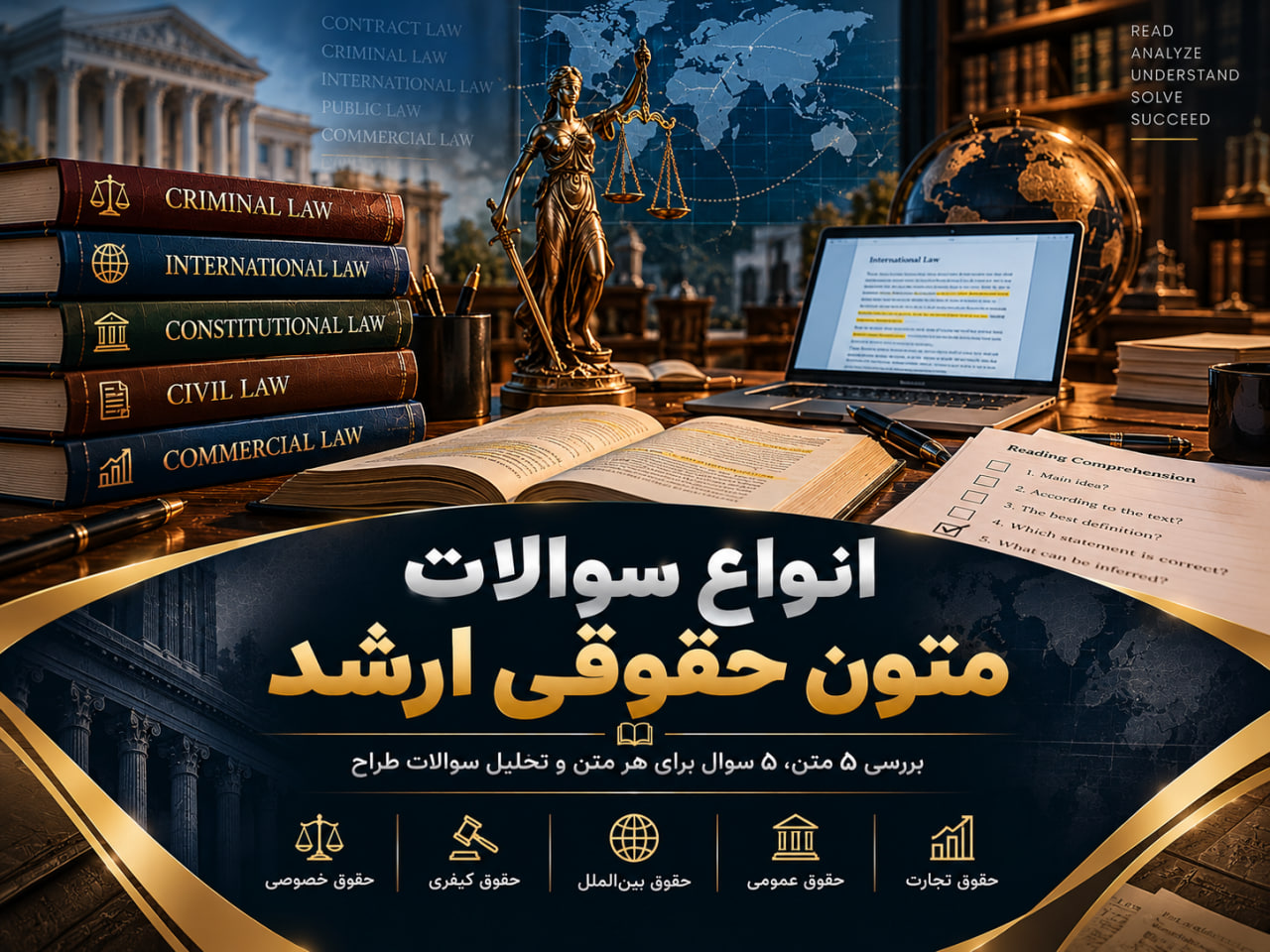 انواع سوالات متون حقوقی کنکور کارشناسی ارشد حقوق؛ بررسی 5 متن و گرایش‌های حقوقی